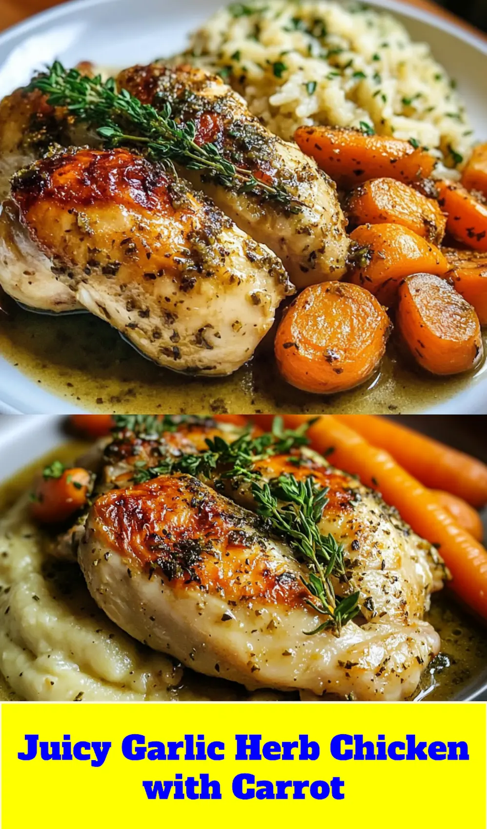 GARLIC HERB CHICKEN WITH CARROT centered hero view, clean and uncluttered_pin