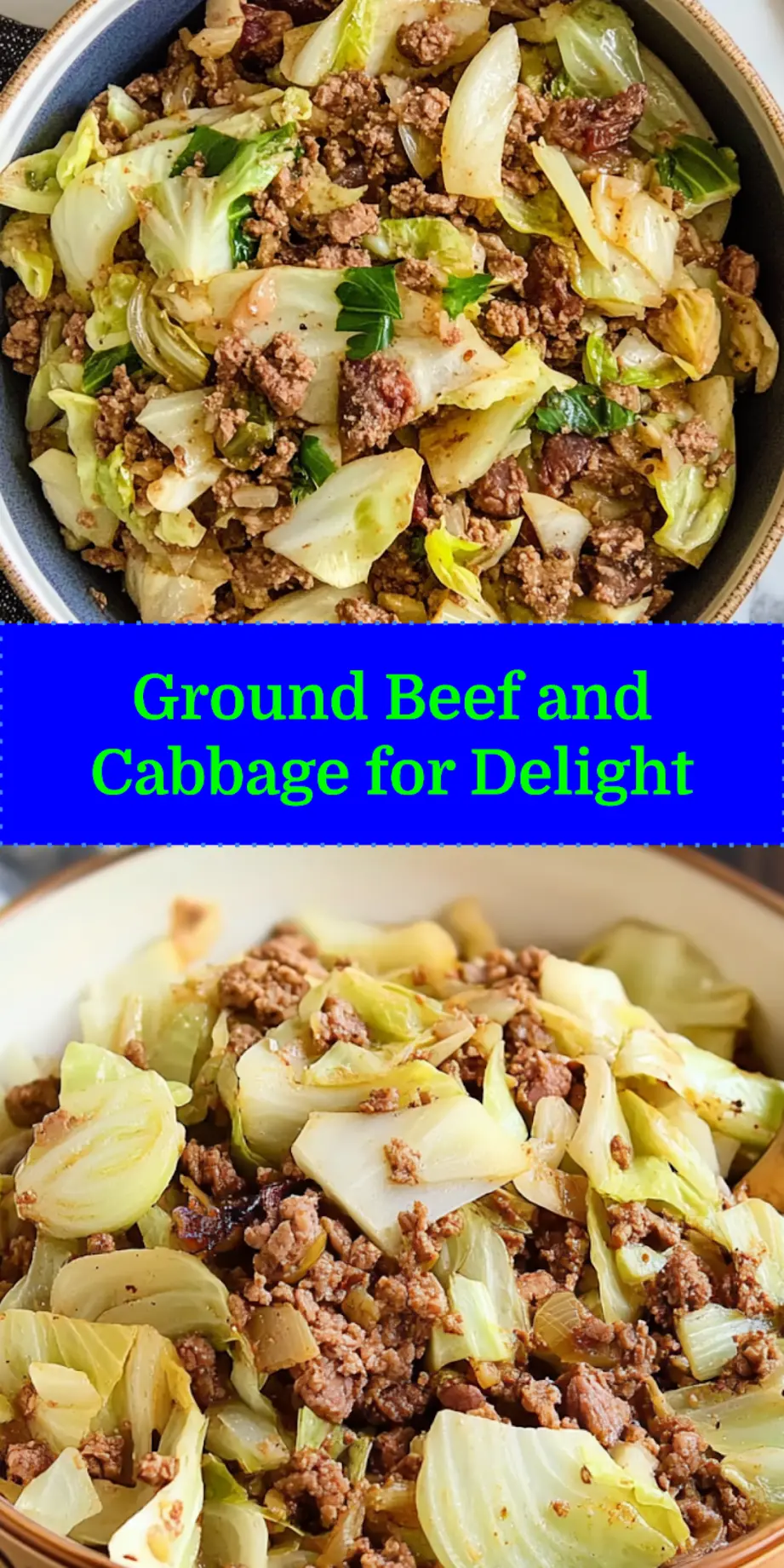 GROUND BEEF AND CABBAGE centered hero view, clean and uncluttered_pin