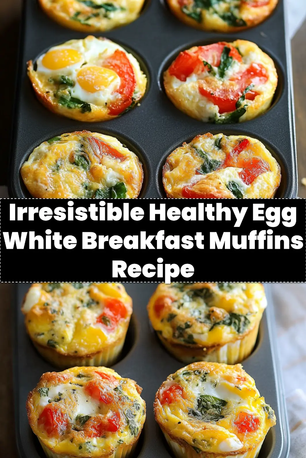 HEALTHY EGG WHITE BREAKFAST MUFFINS centered hero view, clean and uncluttered_pin