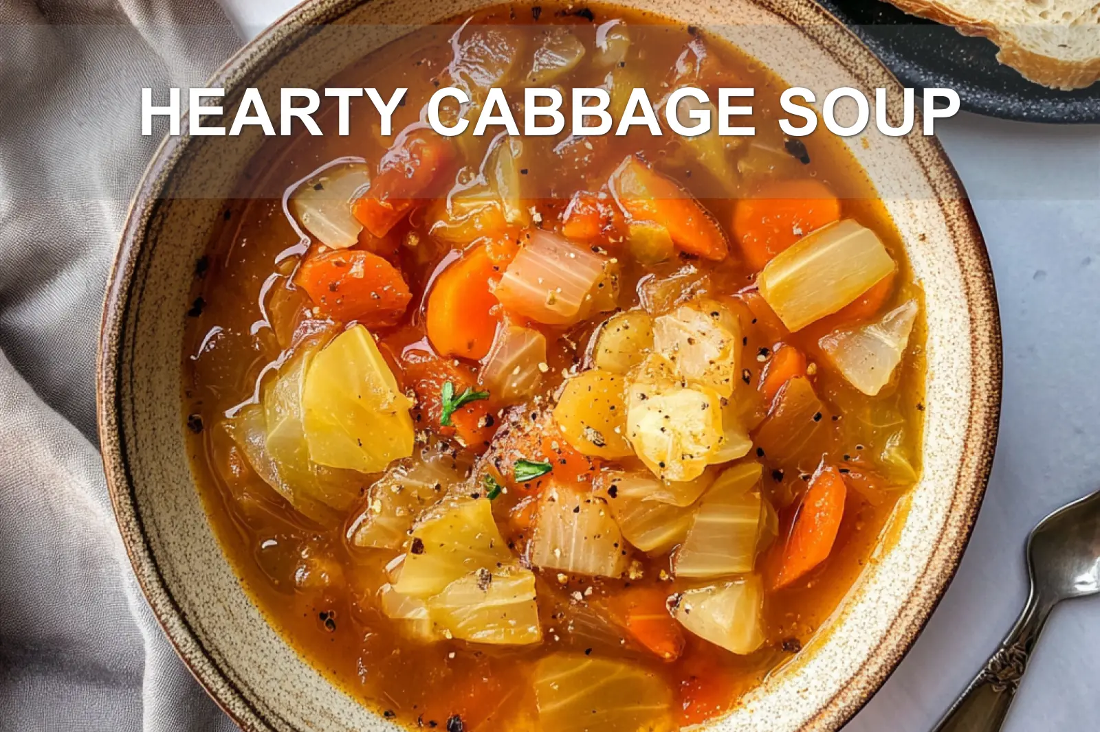 Make Hearty Cabbage Soup: Easy Delicious Comfort Food 2 HEARTY CABBAGE SOUP centered hero view, clean and uncluttered