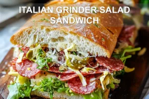 ITALIAN GRINDER SALAD SANDWICH centered hero view, clean and uncluttered