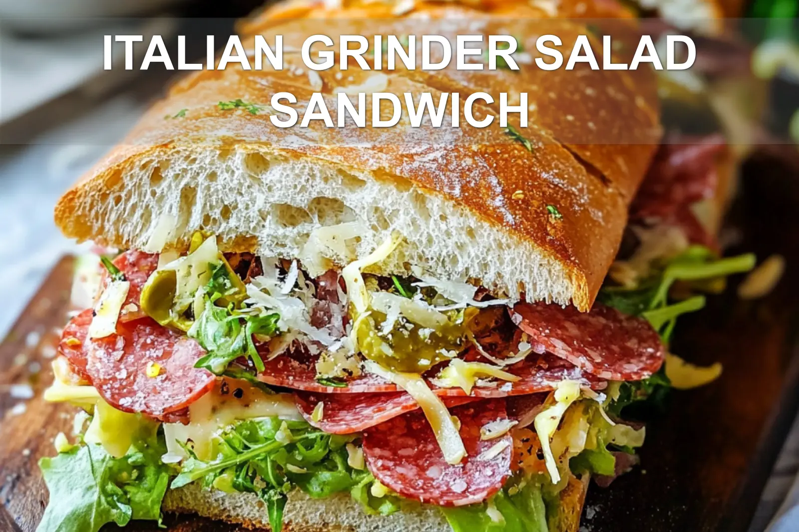 Italian Grinder Salad Sandwich Recipe with Best Flavor 2 ITALIAN GRINDER SALAD SANDWICH centered hero view, clean and uncluttered