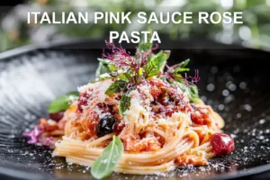 ITALIAN PINK SAUCE ROSE PASTA centered hero view, clean and uncluttered
