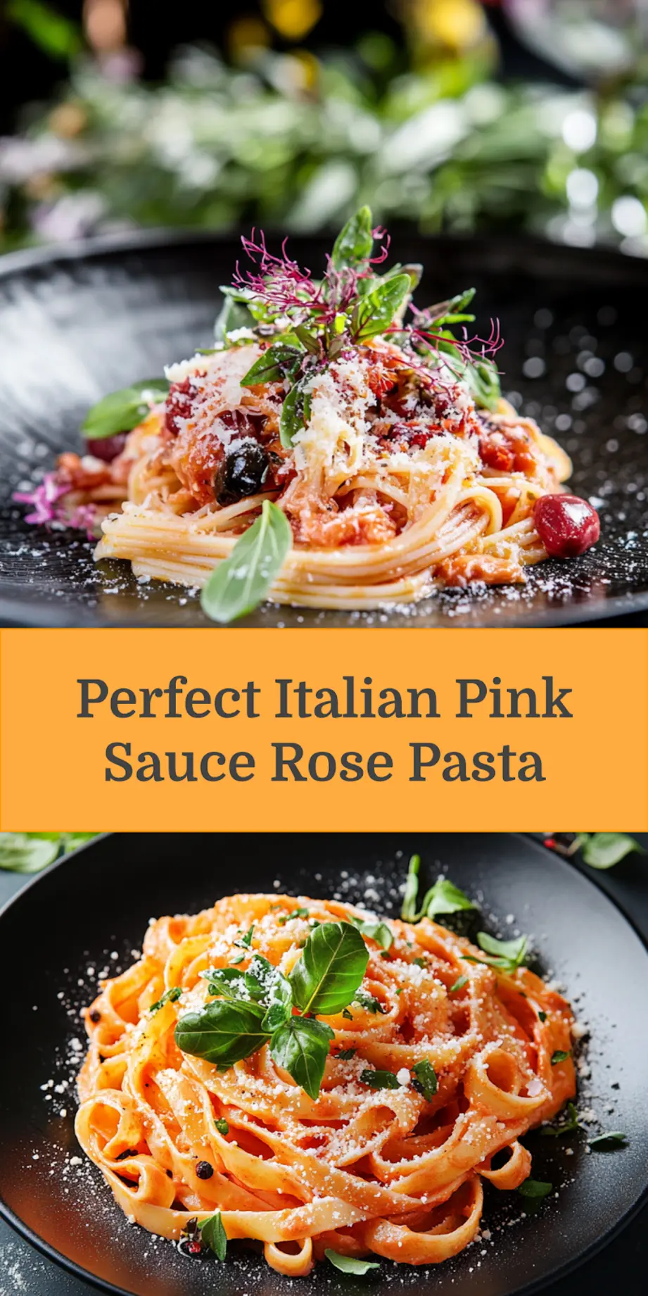 ITALIAN PINK SAUCE ROSE PASTA centered hero view, clean and uncluttered_pin