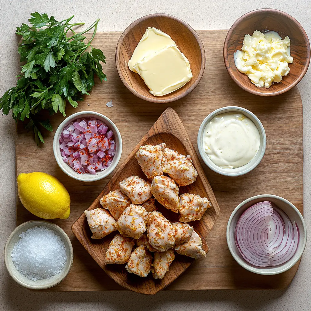 BAKED LEMON BUTTER CHICKEN centered hero view, clean and uncluttered