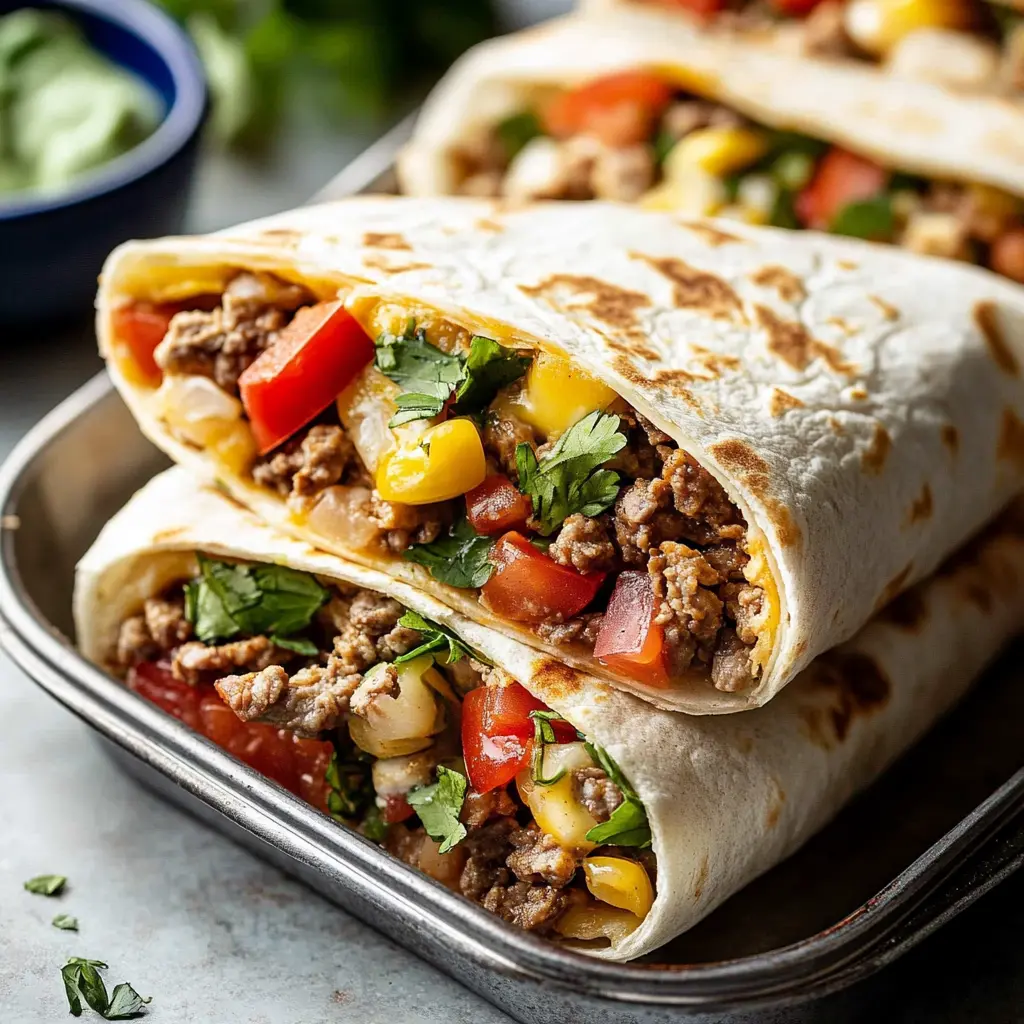 BREAKFAST BURRITO MEAL PREP centered hero view, clean and uncluttered