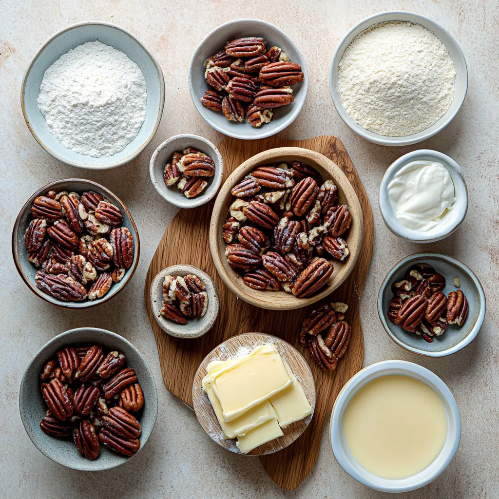 Butter Pecan Cake ingredients arranged neatly