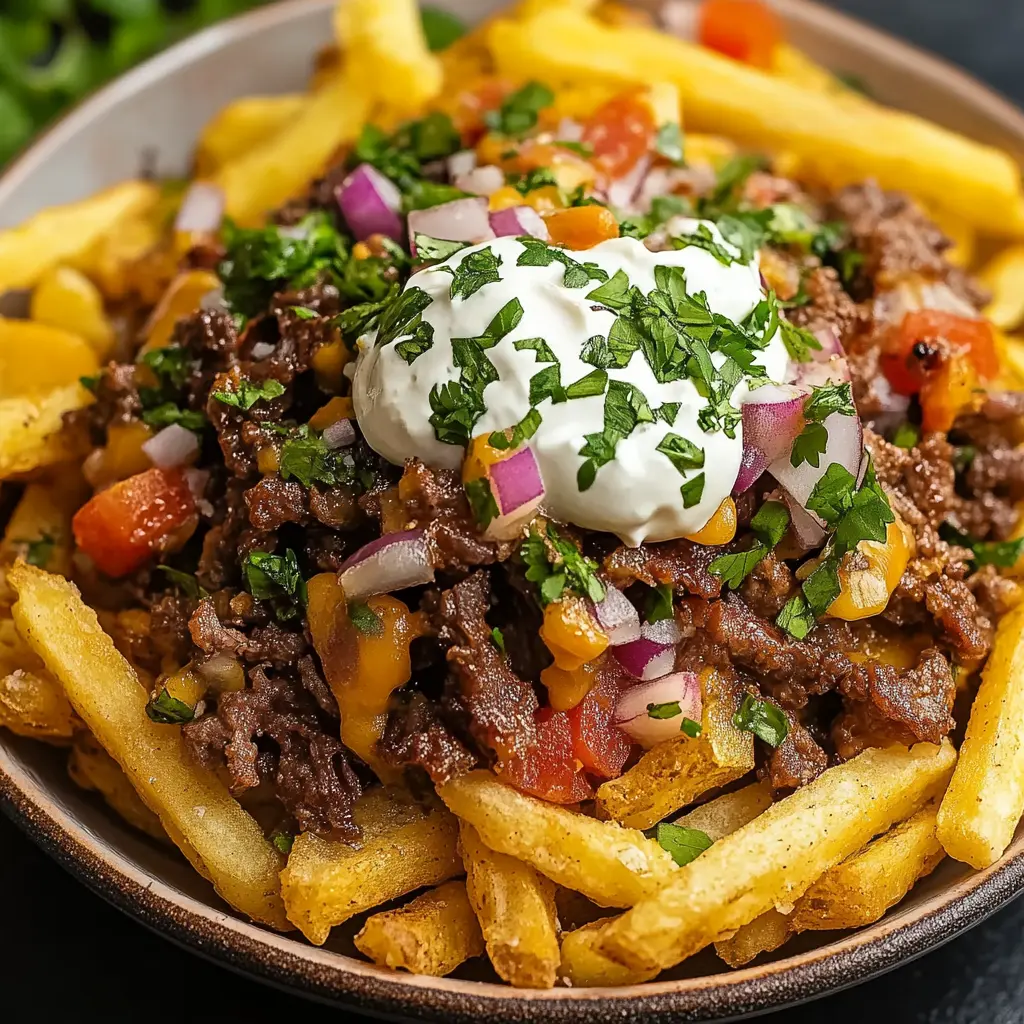 CARNE ASADA FRIES centered hero view, clean and uncluttered