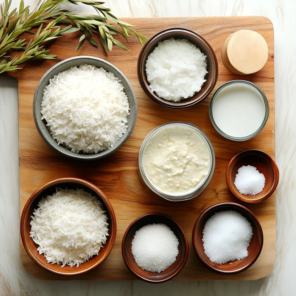 Coconut Rice Instant Pot or Stove Top Simple and Irresistible 3 Ingredients for Coconut Rice recipe suitable for Instant Pot or Stove Top, neatly arranged