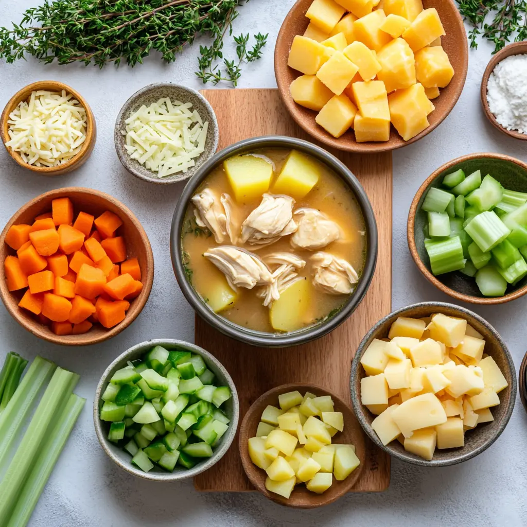 Comforting Chicken Soup with Potatoes - centered hero view, clean and uncluttered