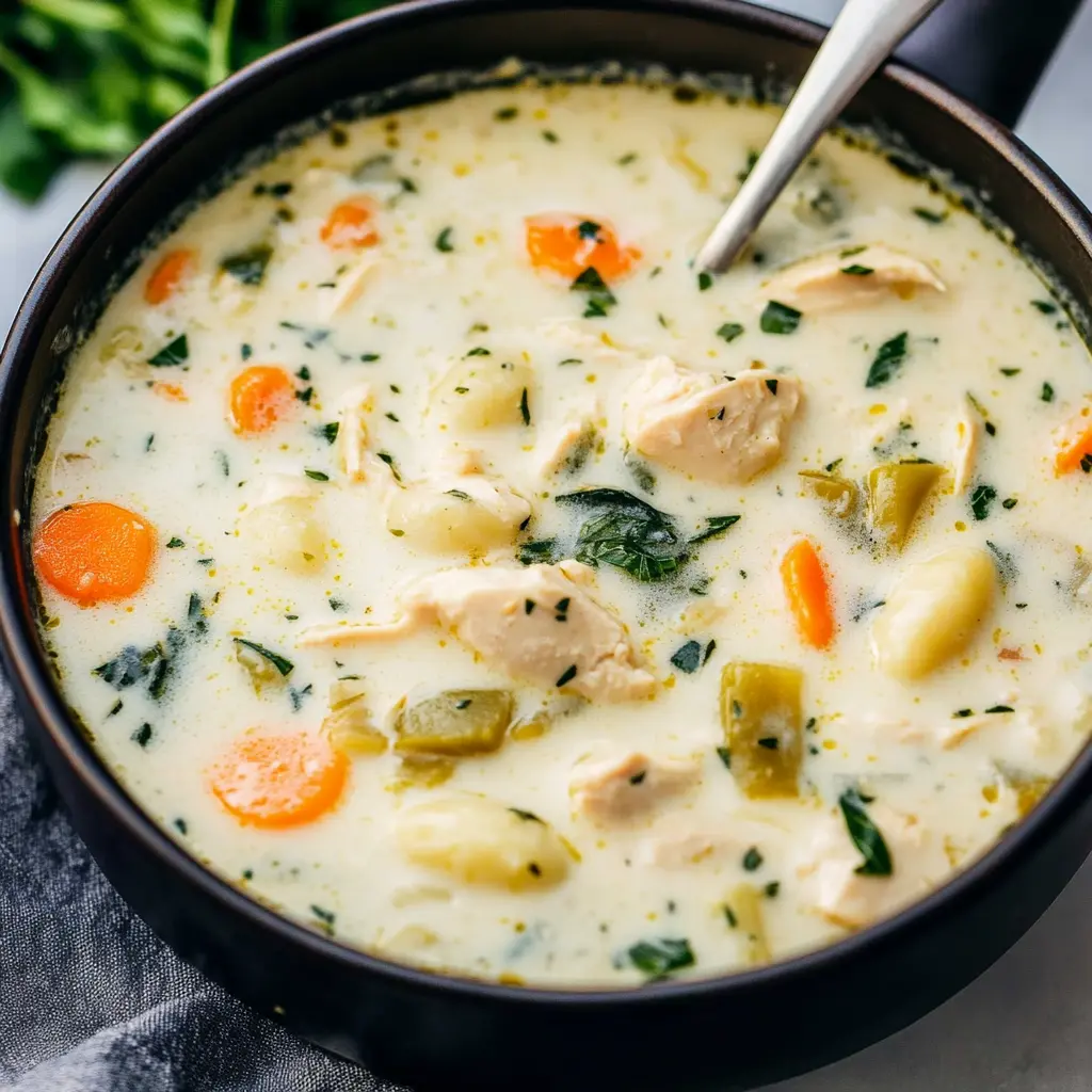 Best Creamy Chicken Gnocchi Soup Olive Garden Taste 3 CREAMY CHICKEN GNOCCHI SOUP OLIVE GARDEN COPYCAT centered hero view, clean and uncluttered