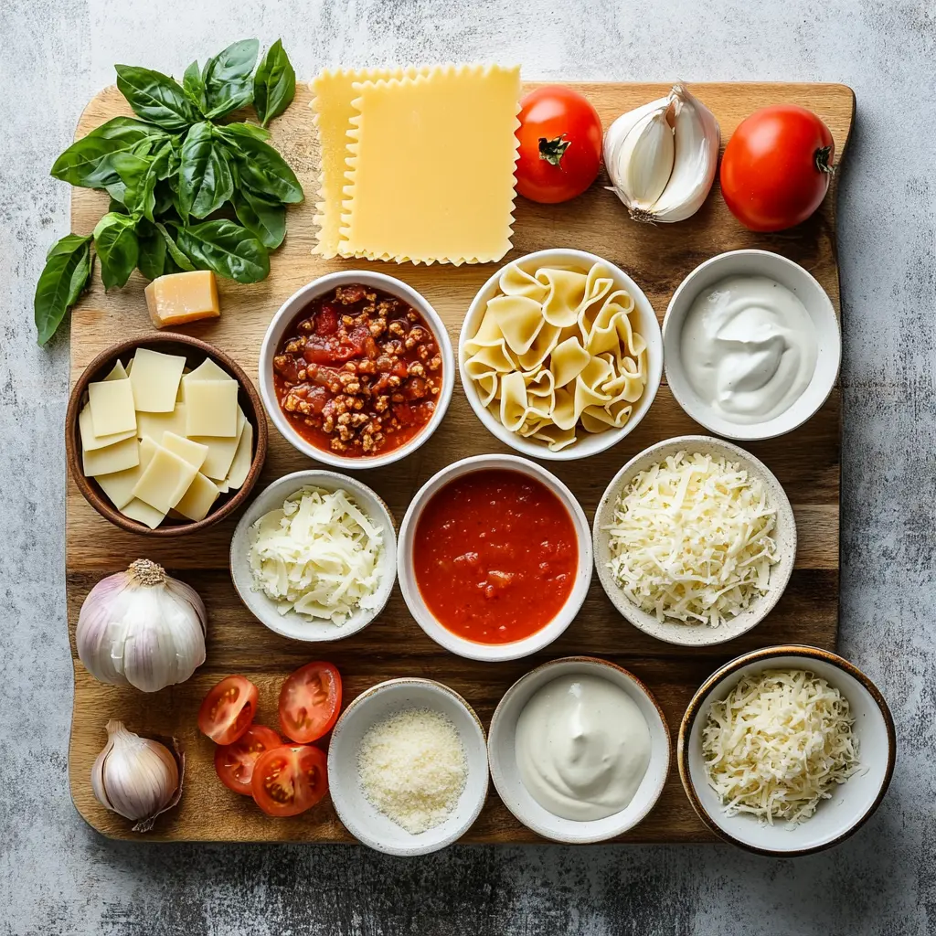 EASY CREAMY LASAGNA SOUP centered hero view, clean and uncluttered