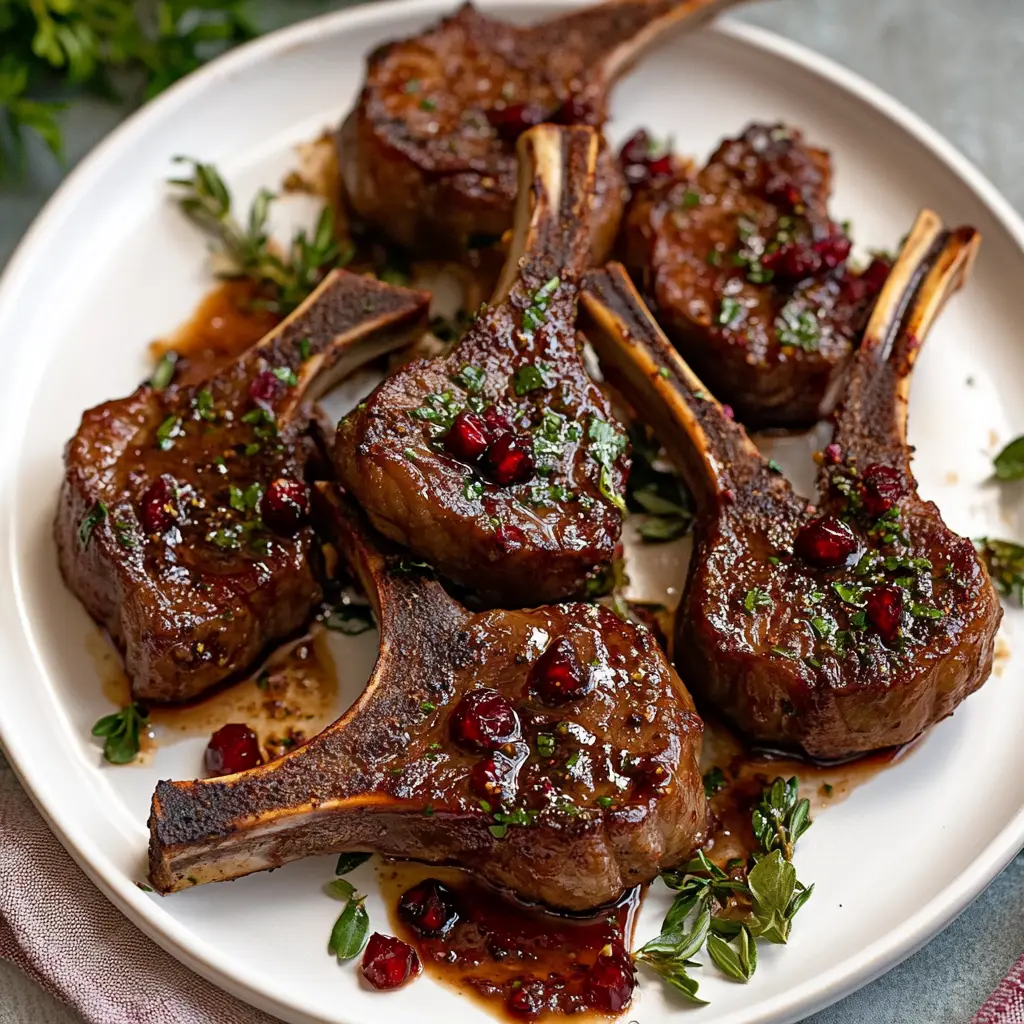 Fancy Pomegranate Lamb Chops A MustTry Gourmet Delight 3 FANCY POMEGRANATE LAMB CHOPS centered hero view, clean and uncluttered