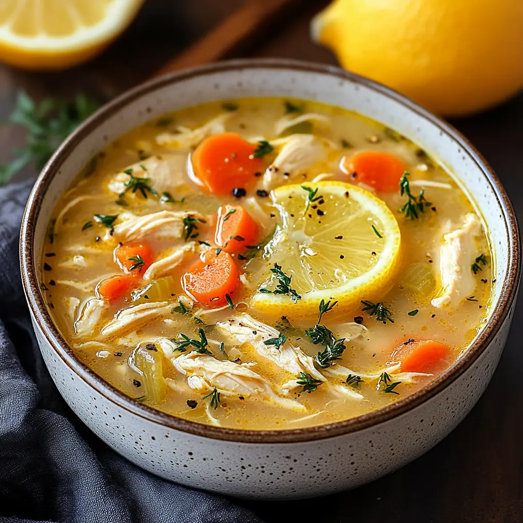 GREEK LEMON CHICKEN SOUP centered hero view, clean and uncluttered