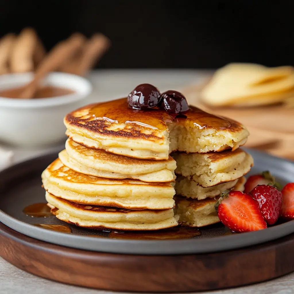 GREEK YOGURT PANCAKES centered hero view, clean and uncluttered