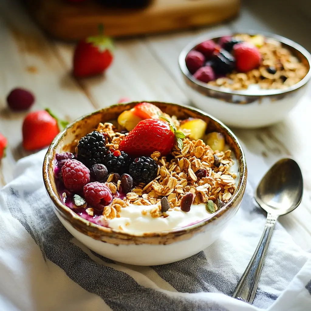GREEK YOGURT PARFAIT BOWLS centered hero view, clean and uncluttered