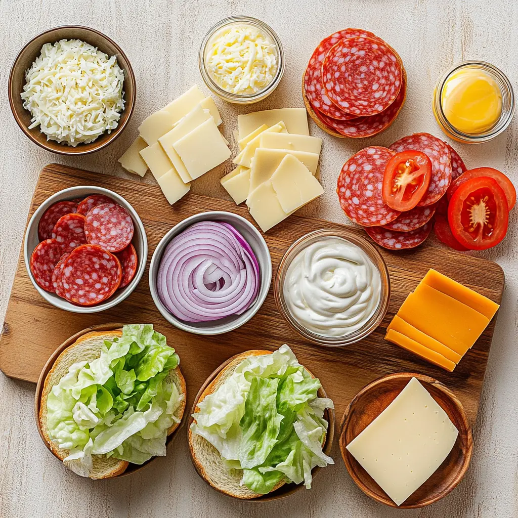 ITALIAN GRINDER SALAD SANDWICH centered hero view, clean and uncluttered