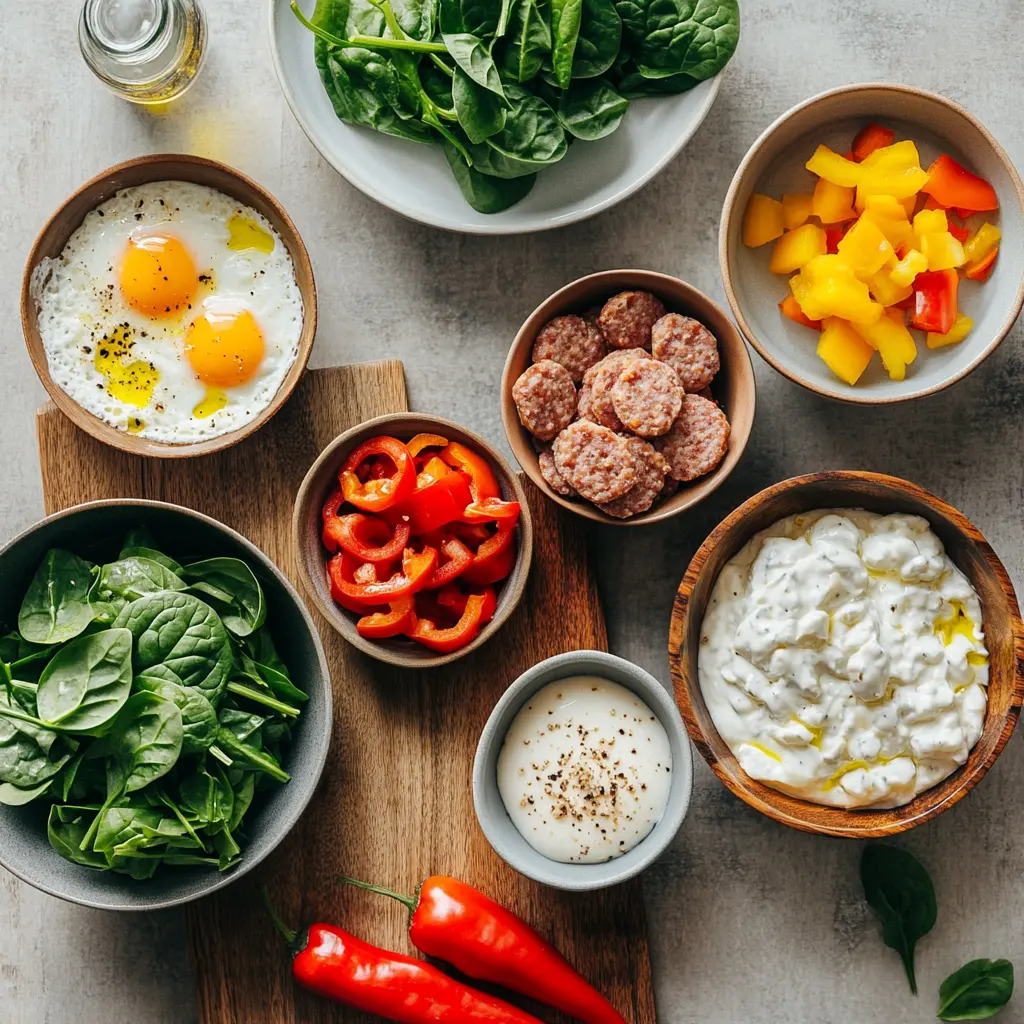 KETO BREAKFAST BOWL RECIPE centered hero view, clean and uncluttered