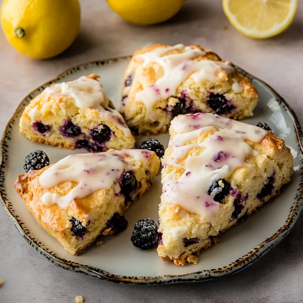 LEMON BLUEBERRY SCONES centered hero view, clean and uncluttered
