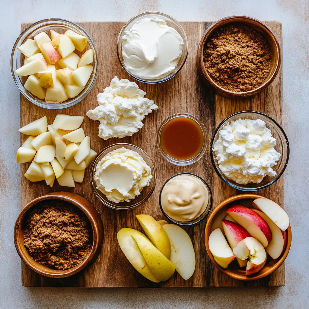 NO BAKE APPLE PIE CHEESECAKE centered hero view, clean and uncluttered