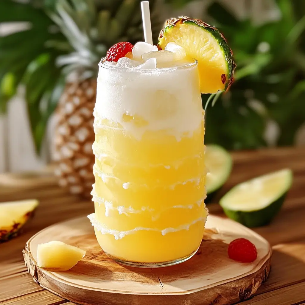 Non Alcoholic Piña Colada Punch centered hero view, clean and uncluttered