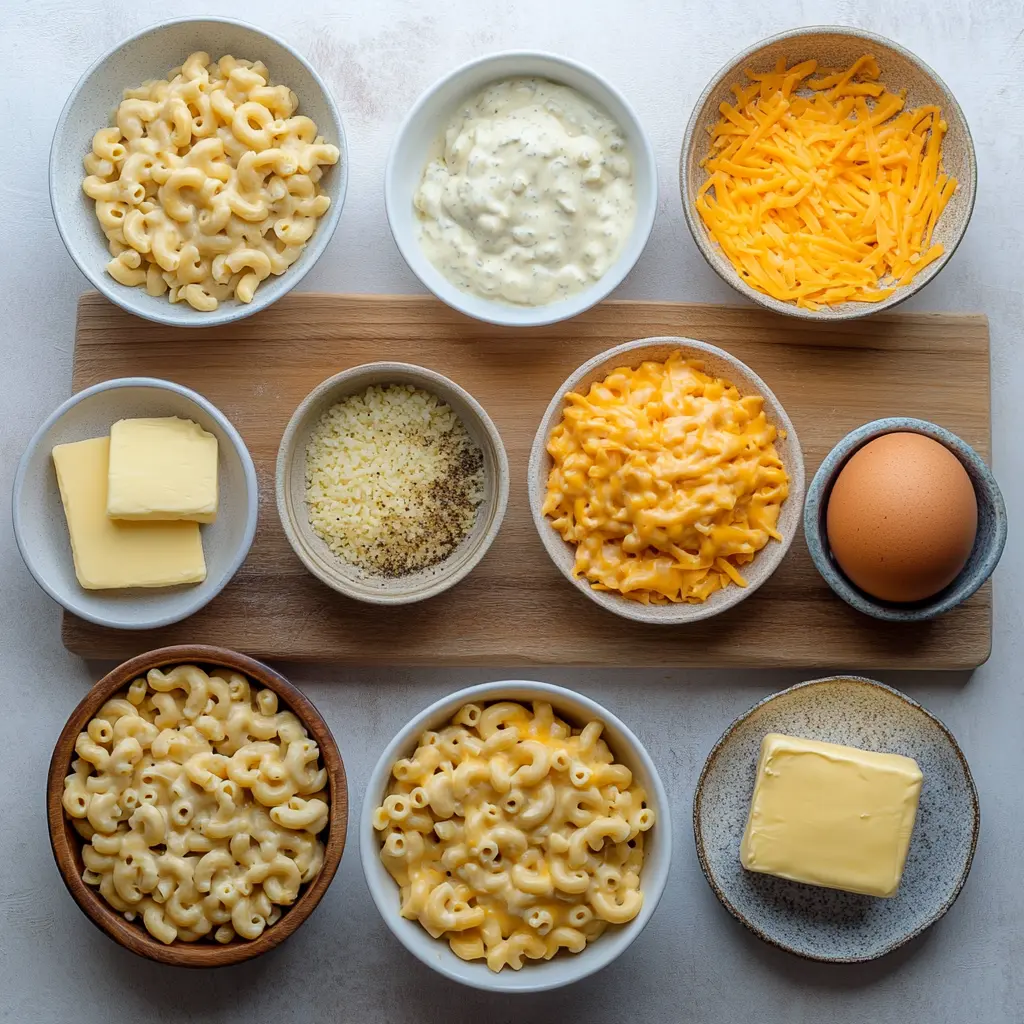 OLD FASHIONED SOUL FOOD BAKED MAC AND CHEESE centered hero view, clean and uncluttered