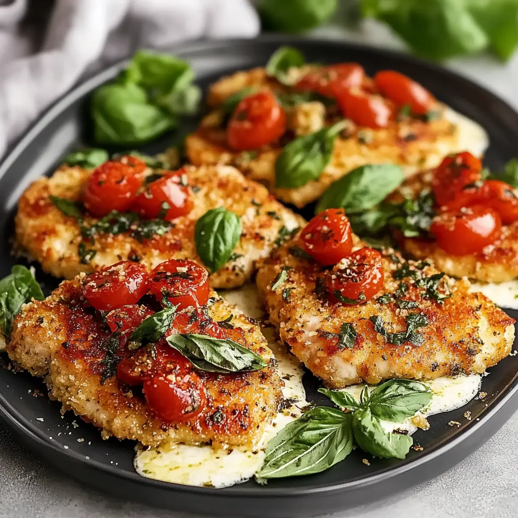 PARMESAN BASIL CHICKEN CUTLETS centered hero view, clean and uncluttered
