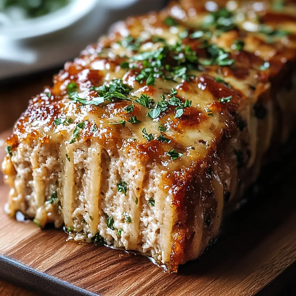 PARMESAN CHICKEN MEATLOAF centered hero view, clean and uncluttered