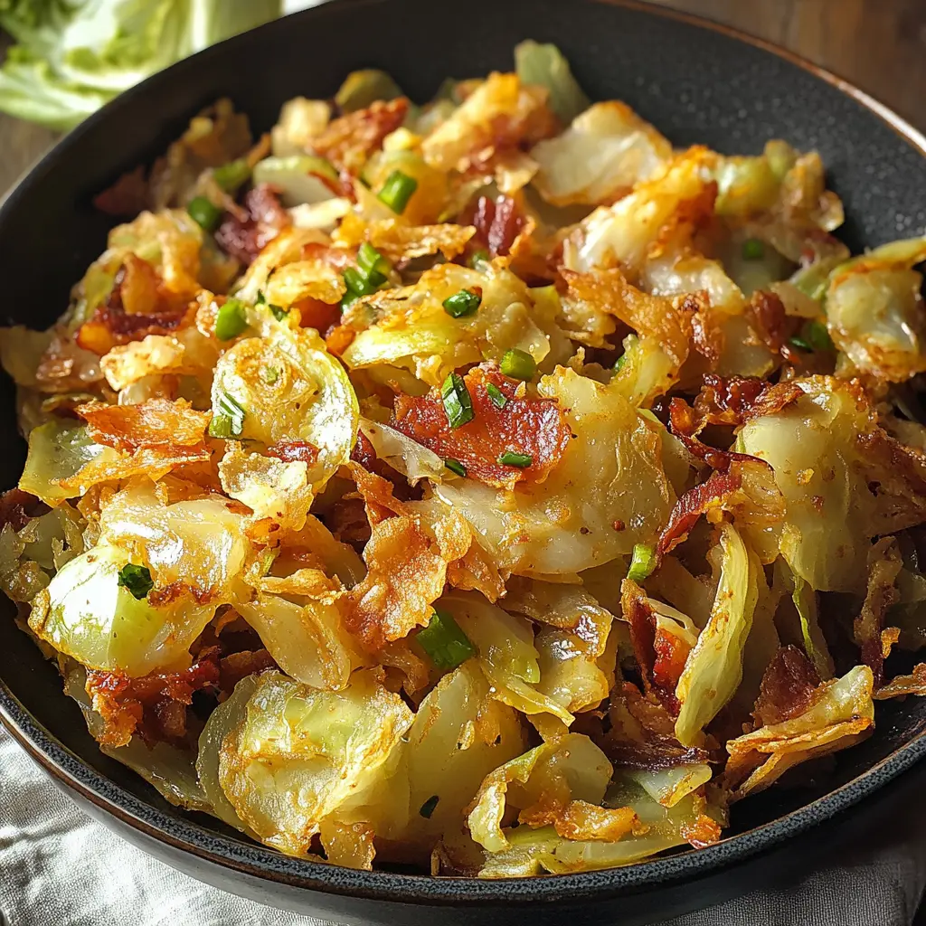 How to Make Southern Fried Cabbage at Home 3 SOUTHERN FRIED CABBAGE centered hero view, clean and uncluttered