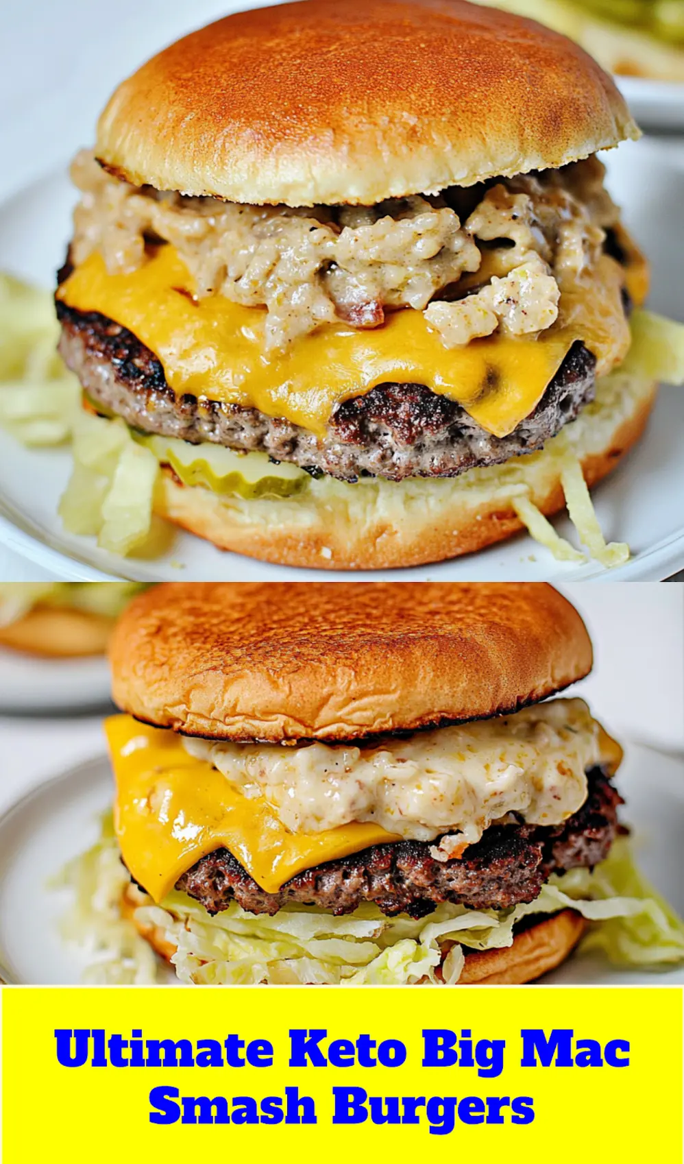 KETO BIG MAC SMASH BURGERS centered hero view, clean and uncluttered_pin