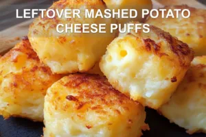 LEFTOVER MASHED POTATO CHEESE PUFFS centered hero view, clean and uncluttered
