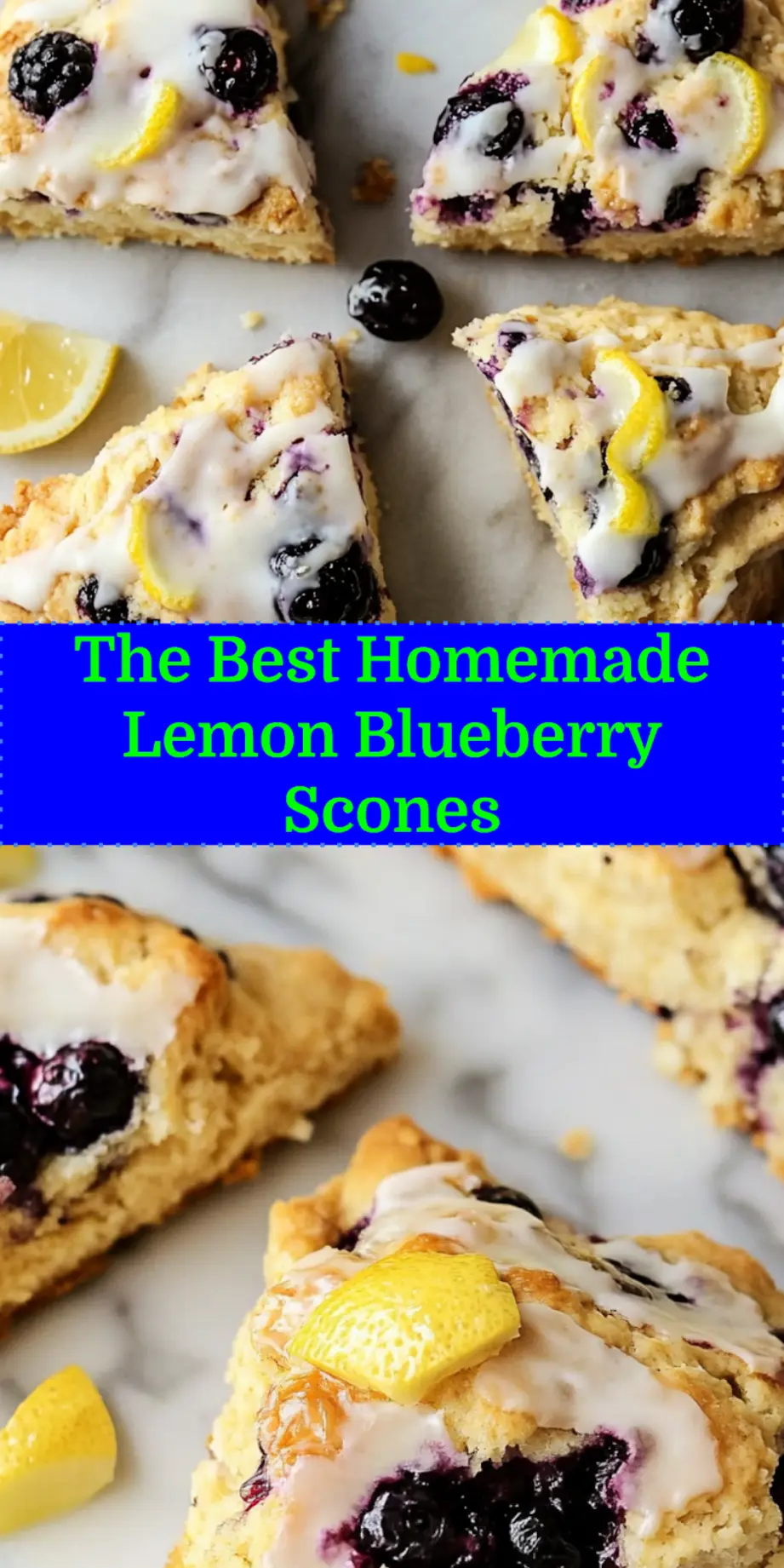 LEMON BLUEBERRY SCONES centered hero view, clean and uncluttered_pin