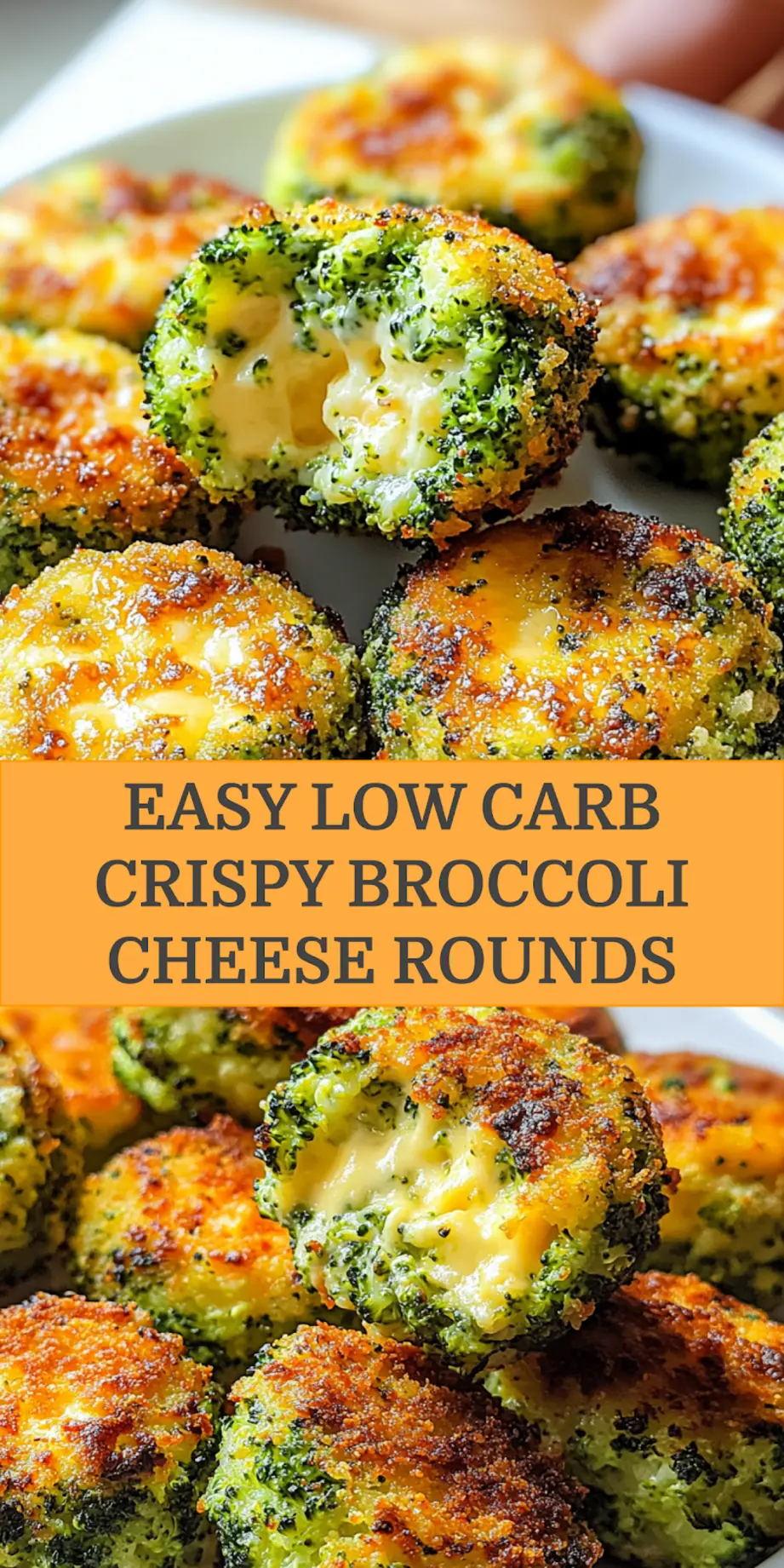 Low Carb Crispy Broccoli Cheese Rounds plated, ready to eat