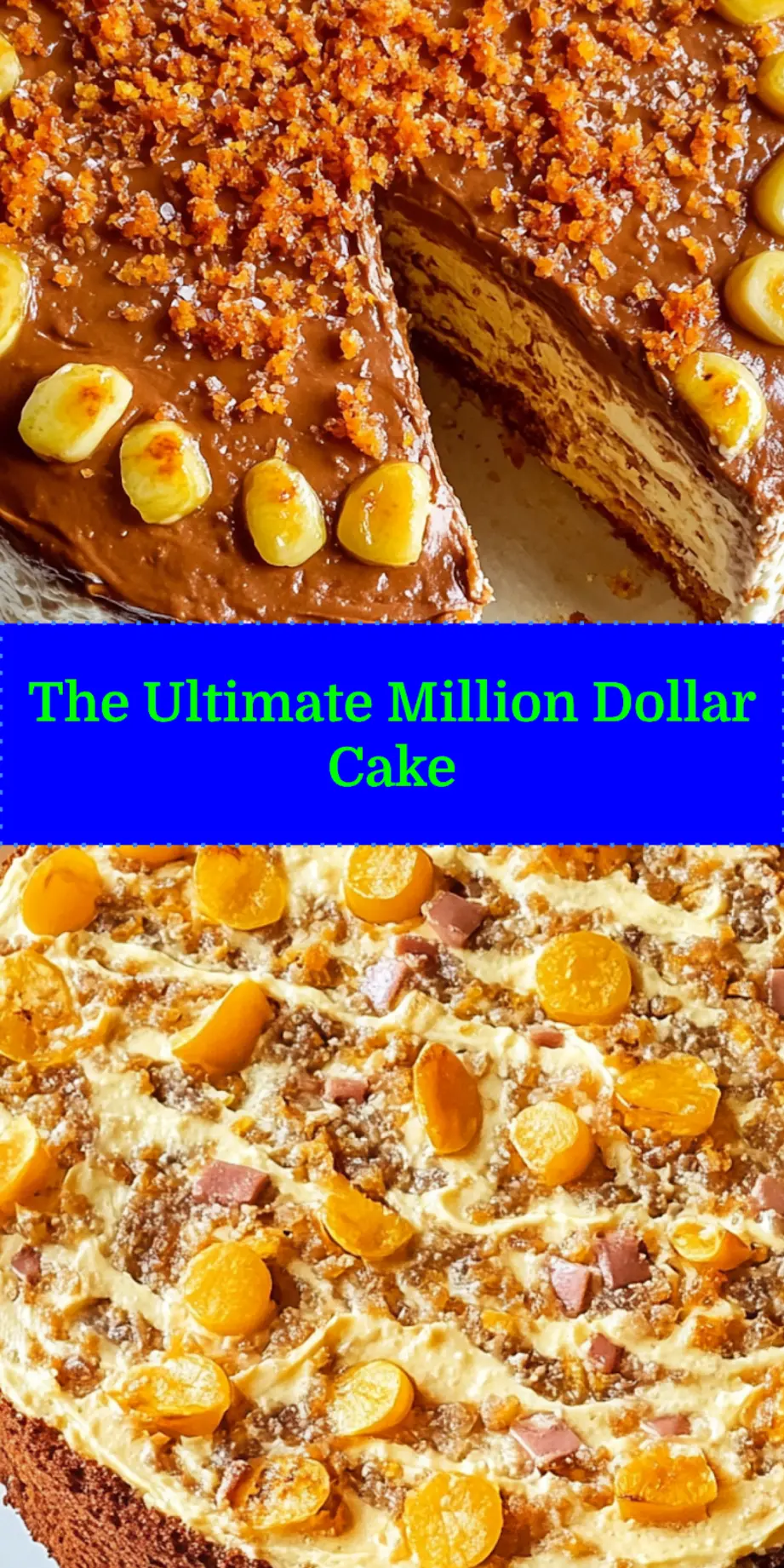 Million Dollar Cake displayed on a cake stand with mandarin orange garnish