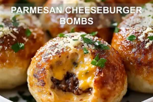 PARMESAN CHEESEBURGER BOMBS centered hero view, clean and uncluttered