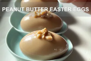 PEANUT BUTTER EASTER EGGS centered hero view, clean and uncluttered