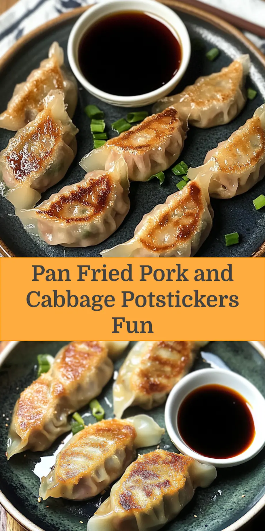 PORK AND CABBAGE POTSTICKERS centered hero view, clean and uncluttered_pin