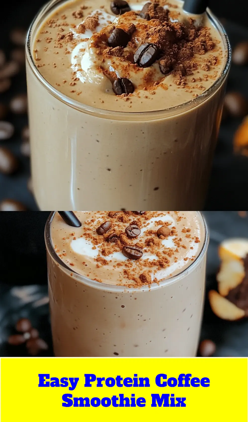 PROTEIN COFFEE SMOOTHIE centered hero view, clean and uncluttered_pin
