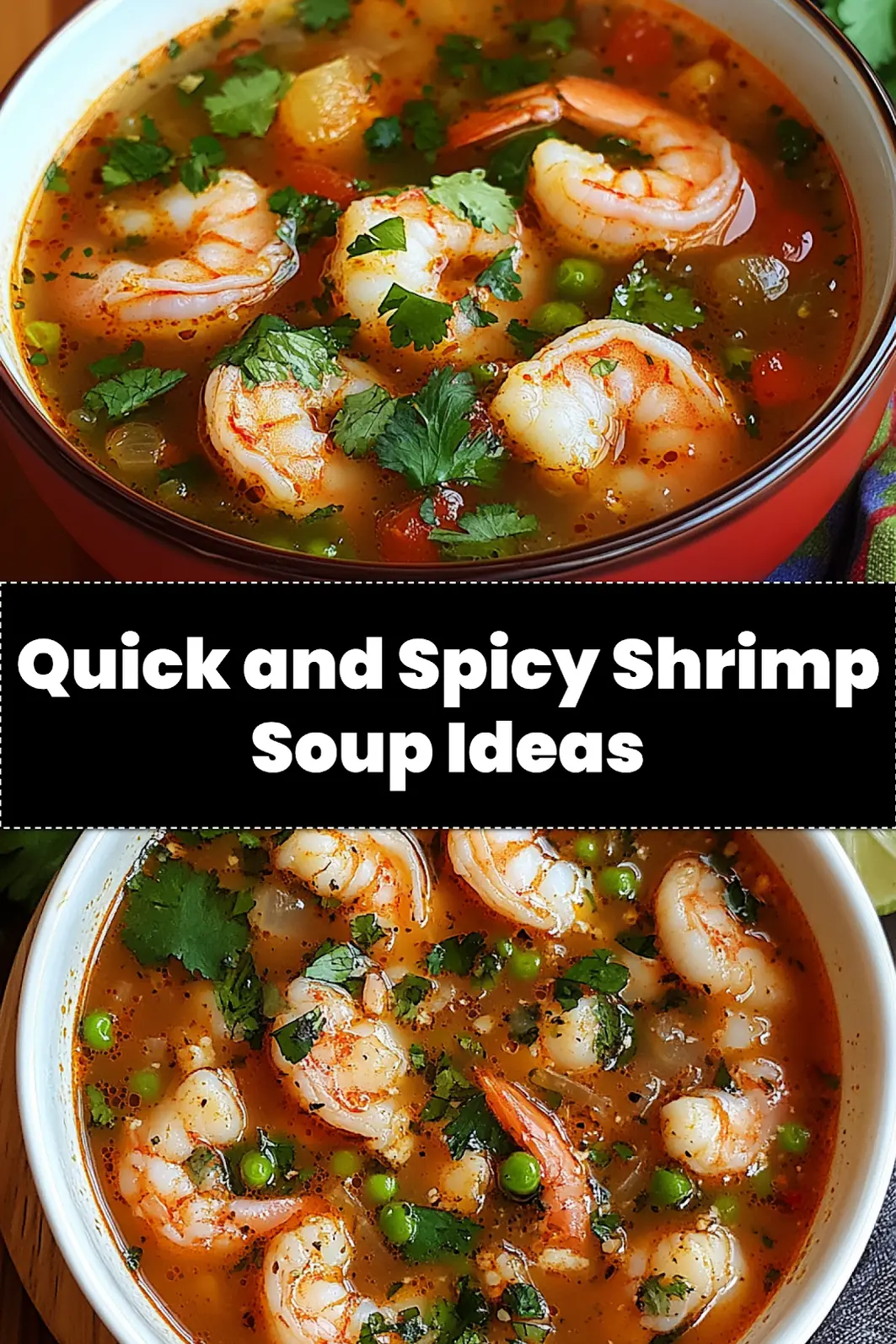 QUICK AND SPICY SHRIMP SOUP centered hero view, clean and uncluttered_pin