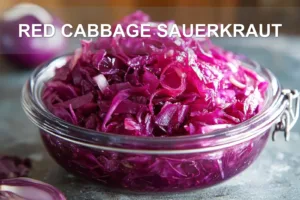 RED CABBAGE SAUERKRAUT centered hero view, clean and uncluttered