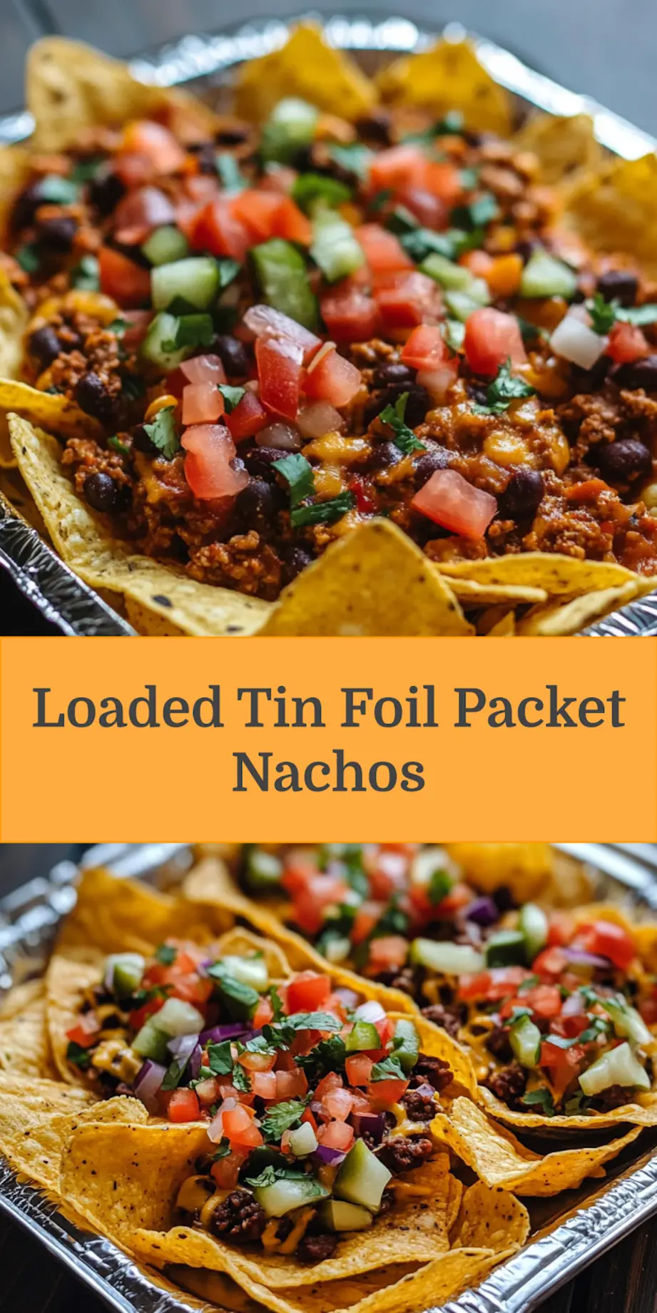 TIN FOIL PACKET NACHOS centered hero view, clean and uncluttered_pin
