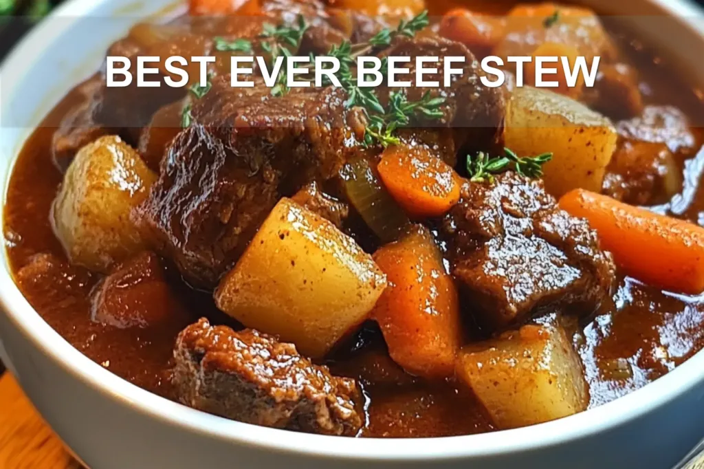 BEST EVER BEEF STEW centered hero view, clean and uncluttered