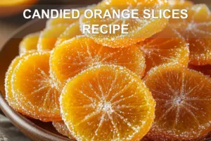 CANDIED ORANGE SLICES RECIPE centered hero view, clean and uncluttered