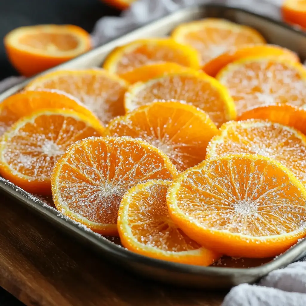 CANDIED ORANGE SLICES RECIPE centered hero view, clean and uncluttered
