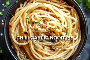 CHILI GARLIC NOODLES centered hero view, clean and uncluttered