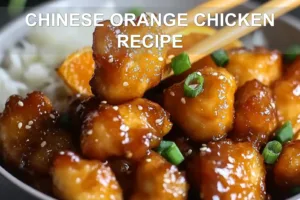 CHINESE ORANGE CHICKEN RECIPE centered hero view, clean and uncluttered