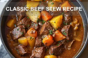 Classic Beef Stew Recipe - A Cozy Winter Favorite CLASSIC BEEF STEW RECIPE centered hero view, clean and uncluttered