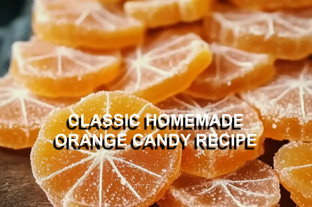 CLASSIC HOMEMADE ORANGE CANDY RECIPE centered hero view, clean and uncluttered
