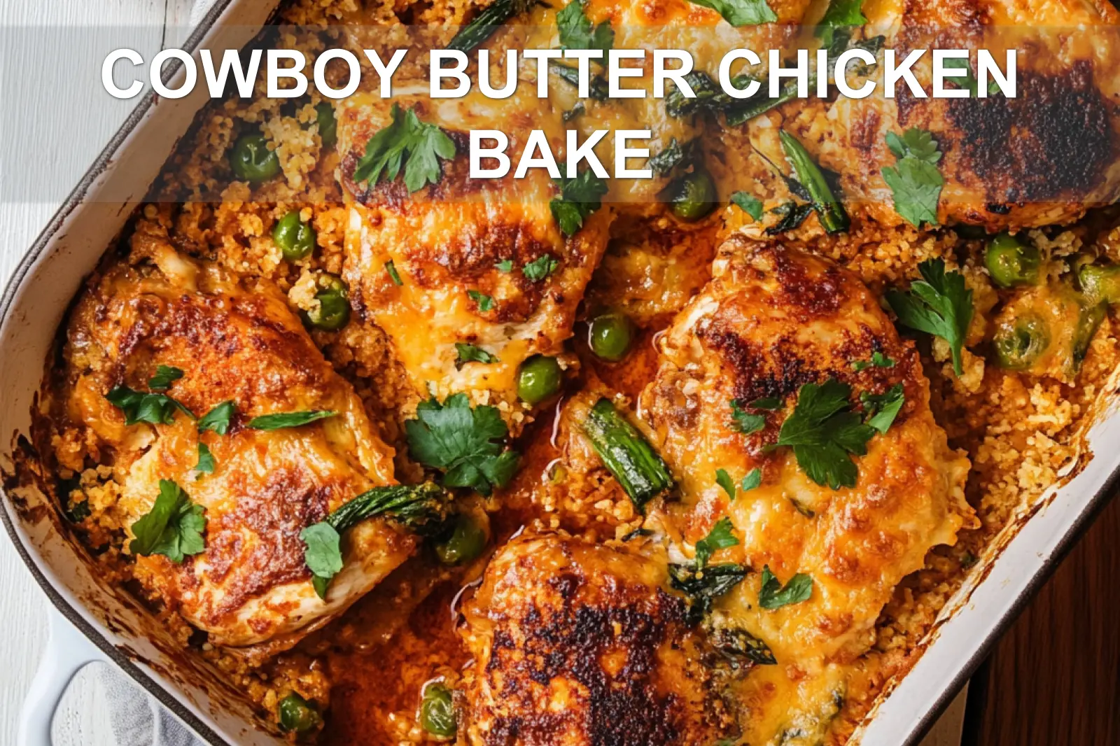 Ultimate Cowboy Butter Chicken Bake - Simple and Amazing 2 COWBOY BUTTER CHICKEN BAKE centered hero view, clean and uncluttered