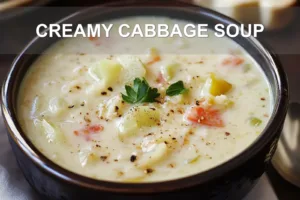 Easy Creamy Cabbage Soup: Comfort in One Pot CREAMY CABBAGE SOUP centered hero view, clean and uncluttered